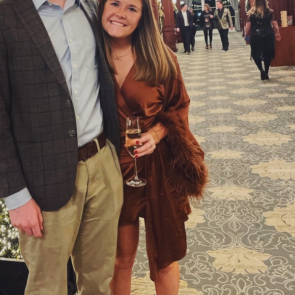 Kendall Lane Brown Feather Dress - Picture 6 of 7